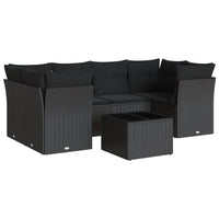 Set Divani da Giardino con Cuscini 7pz Nero Polyrattan 3217265