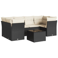 Set Divani da Giardino con Cuscini 7pz Nero Polyrattan 3217266