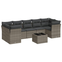 Set Divano da Giardino 8 pz con Cuscini Grigio in Polyrattan 3217290