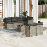 Set Divano da Giardino 8pz con Cuscini Grigio Chiaro Polyrattan