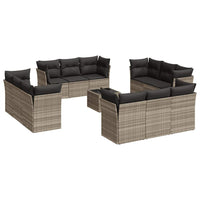 Set Divani Giardino 13 pz con Cuscini Grigio Chiaro Polyrattan