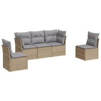 Set Divano da Giardino 5 pz con Cuscini-Sofa da Giardino-Divanetto da esterno Beige in Polyrattan 931877