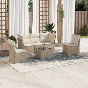 Set Divano da Giardino 6 pz con Cuscini Beige in Polyrattancod mxl 87956