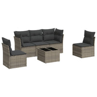 Set Divano da Giardino 6 pz con Cuscini-Sofa da Giardino-Divanetto da esterno Grigio in Polyrattan 891011