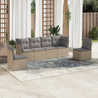 Set Divano da Giardino 6 pz con Cuscini-Sofa da Giardino-Divanetto da esterno Beige in Polyrattan 835425