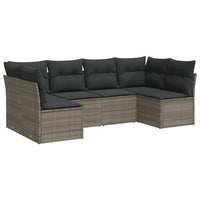 Set Divano da Giardino 6 pz con Cuscini-Sofa da Giardino-Divanetto da esterno Grigio in Polyrattan 877162