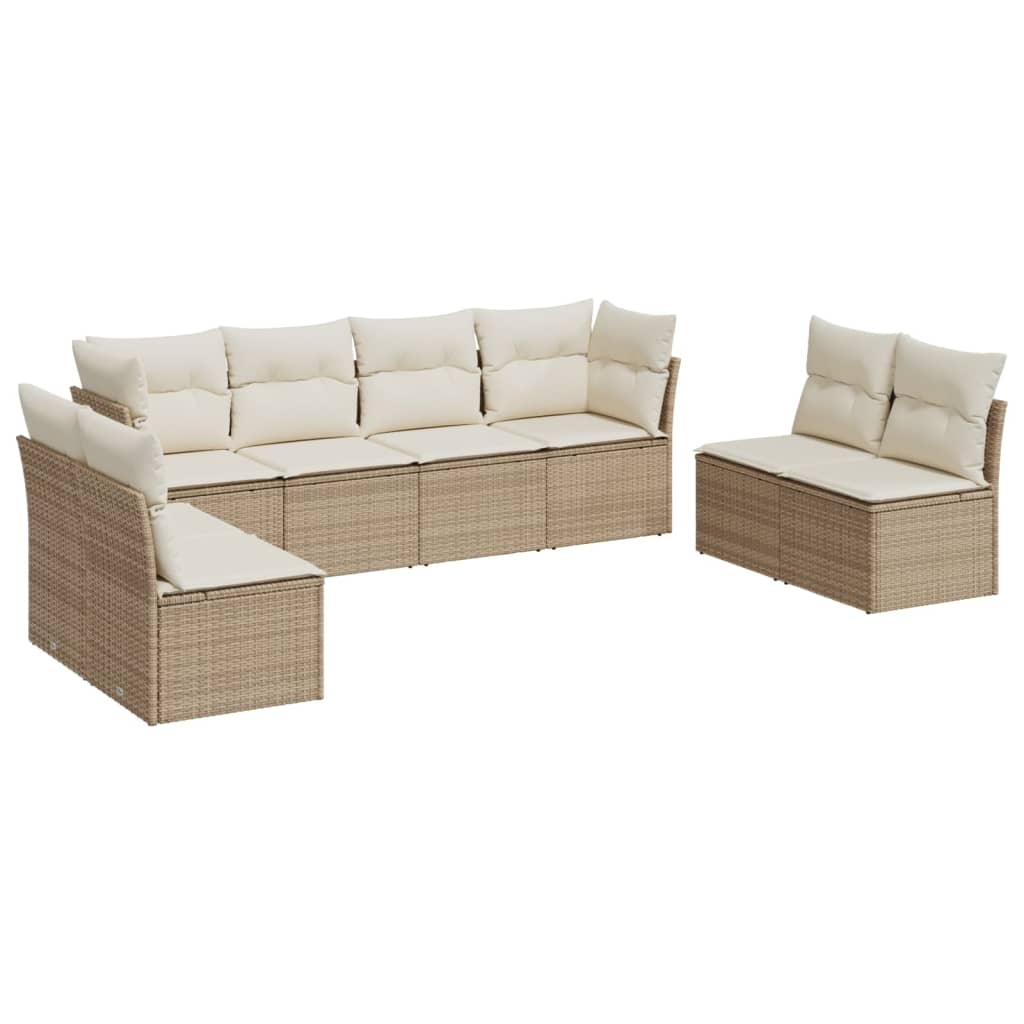 Set Divano da Giardino 8 pz con Cuscini Beige in Polyrattancod mxl 89425
