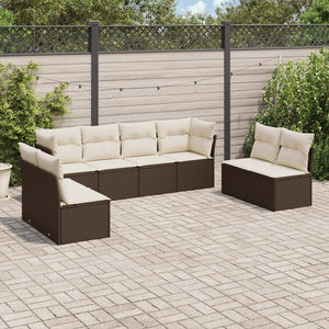 vidaXL Set Divani da Giardino 8 pz con Cuscini Marrone in Polyrattan