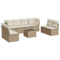 vidaXL Set Divano da Giardino 9 pz con Cuscini Beige in Polyrattan