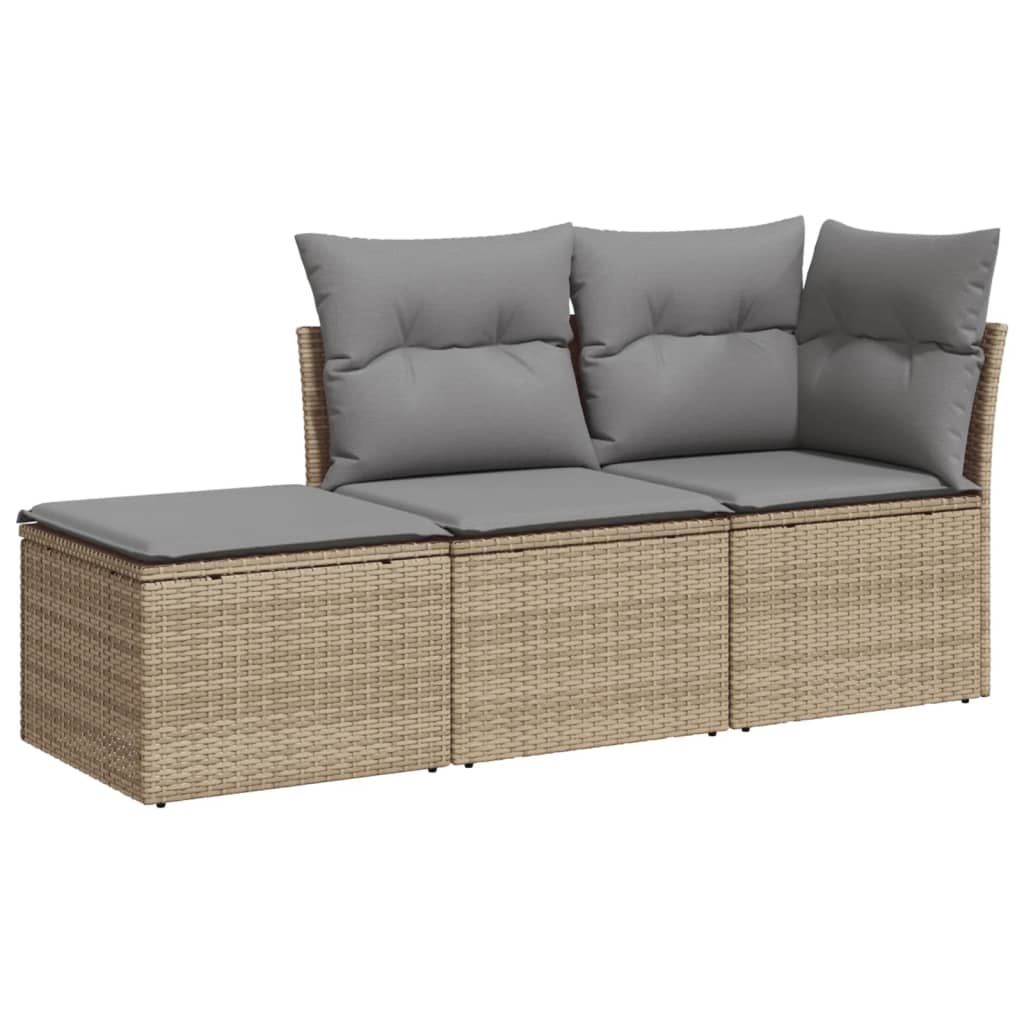 Set Divano da Giardino 3 pz con Cuscini-Sofa da Giardino-Divanetto da esterno Beige in Polyrattan 268851