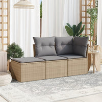 Set Divano da Giardino 3 pz con Cuscini-Sofa da Giardino-Divanetto da esterno Beige in Polyrattan 268851