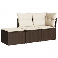 Set Divano da Giardino 3 pz con Cuscini-Sofa da Giardino-Divanetto da esterno Marrone in Polyrattan 606871