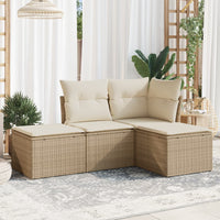 vidaXL Set Divano da Giardino 4 pz con Cuscini Beige in Polyrattan