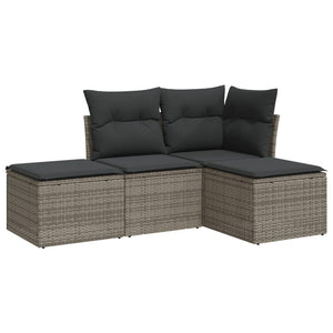 Set Divani da Giardino 4 pz con Cuscini in Polyrattan Grigio 3217480