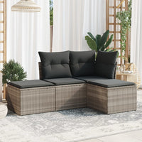 Set Divano da Giardino 4 pz con Cuscini-Sofa da Giardino-Divanetto da esterno Grigio Chiaro Polyrattan 361203