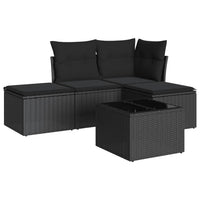 Set Divani da Giardino 5 pz con Cuscini in Polyrattan Nero 3217485