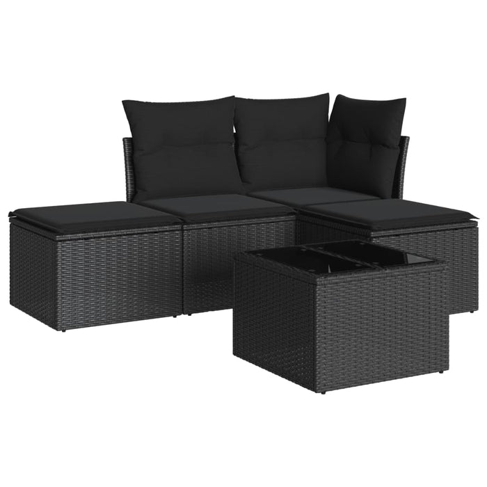 Set Divani da Giardino 5 pz con Cuscini in Polyrattan Nero 3217485
