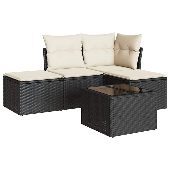vidaXL Set Divani da Giardino 5 pz con Cuscini in Polyrattan Nero