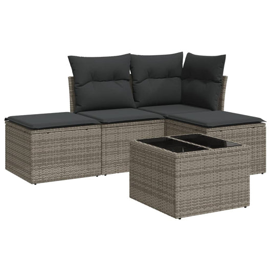 Set Divano da Giardino 5 pz con Cuscini-Sofa da Giardino-Divanetto da esterno Grigio in Polyrattan 964996
