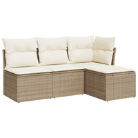 Set Divano da Giardino 4 pz con Cuscini-Sofa da Giardino-Divanetto da esterno Beige in Polyrattan 265117