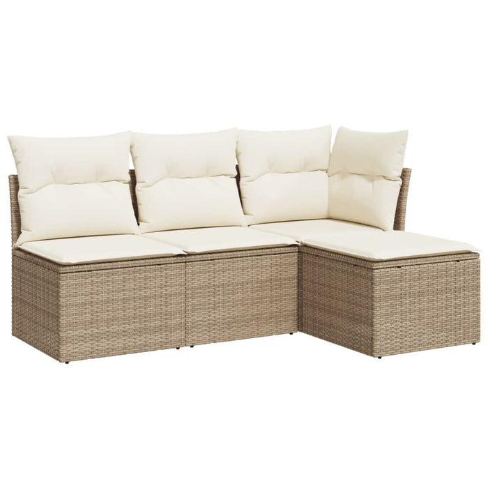 Set Divano da Giardino 4 pz con Cuscini-Sofa da Giardino-Divanetto da esterno Beige in Polyrattan 265117