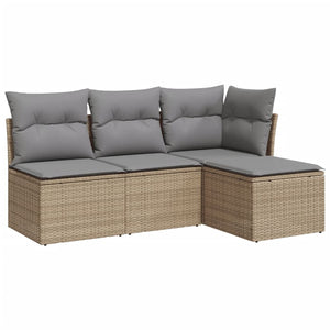 Set Divano da Giardino 4 pz con Cuscini-Sofa da Giardino-Divanetto da esterno Beige in Polyrattan 431731