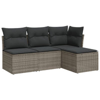 vidaXL Set Divani da Giardino 4 pz con Cuscini in Polyrattan Grigio