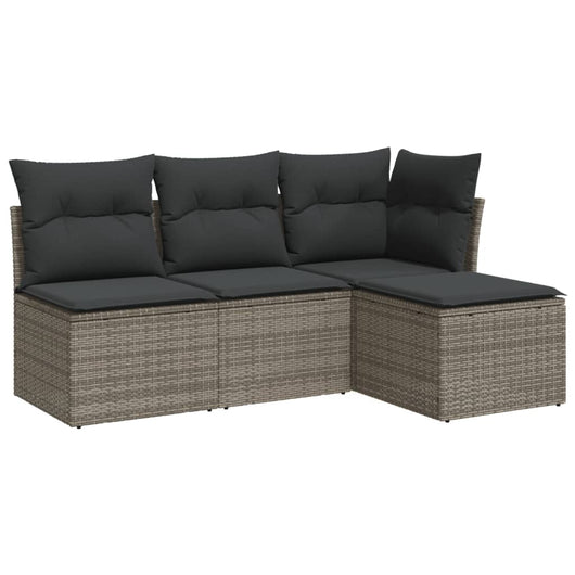 vidaXL Set Divani da Giardino 4 pz con Cuscini in Polyrattan Grigio