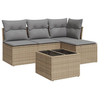 Set Divano da Giardino 5 pz con Cuscini-Sofa da Giardino-Divanetto da esterno Beige in Polyrattan 545908