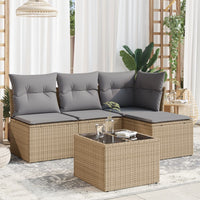 Set Divano da Giardino 5 pz con Cuscini-Sofa da Giardino-Divanetto da esterno Beige in Polyrattan 545908
