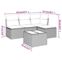 Set Divano da Giardino 5 pz con Cuscini-Sofa da Giardino-Divanetto da esterno Marrone in Polyrattan 754661