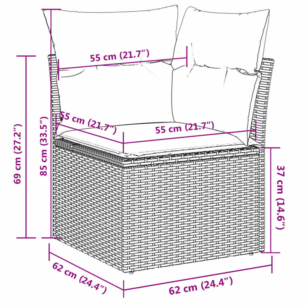 Set Divano da Giardino 6 pz con Cuscini Nero in Polyrattan 3217526