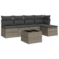 Set Divano da Giardino 6 pz con Cuscini-Sofa da Giardino-Divanetto da esterno Grigio in Polyrattan 978849