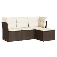 Set Divano da Giardino 4 pz con Cuscini Marrone in Polyrattan 3217543