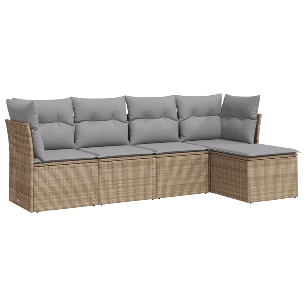 Set Divano da Giardino 5 pz con Cuscini Beige in Polyrattancod mxl 87529