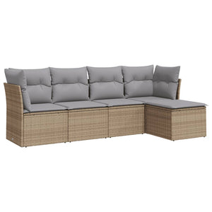 Set Divano da Giardino 5 pz con Cuscini Beige in Polyrattancod mxl 87529