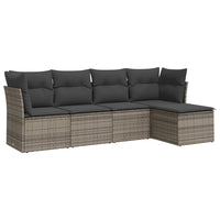 Set Divano da Giardino 5 pz con Cuscini-Sofa da Giardino-Divanetto da esterno Grigio in Polyrattan 131883