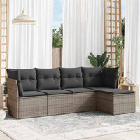 Set Divano da Giardino 5 pz con Cuscini-Sofa da Giardino-Divanetto da esterno Grigio in Polyrattan 131883