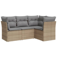 Set Divano da Giardino 4 pz con Cuscini-Sofa da Giardino-Divanetto da esterno Beige in Polyrattan 339279