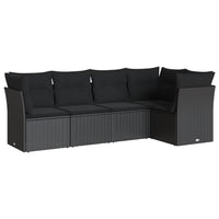 Set Divani da Giardino 5 pz con Cuscini in Polyrattan Nero