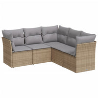 Set Divano da Giardino 5 pz con Cuscini-Sofa da Giardino-Divanetto da esterno Beige in Polyrattan 140036