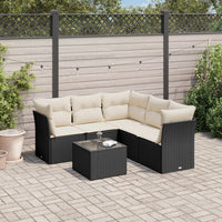 Set Divano da Giardino 6 pz con Cuscini-Sofa da Giardino-Divanetto da esterno Nero in Polyrattan 791081