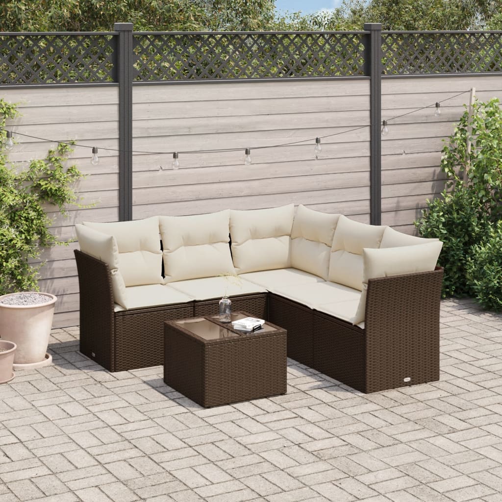 vidaXL Set Divano da Giardino 6 pz con Cuscini Marrone in Polyrattan