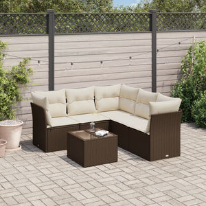 vidaXL Set Divano da Giardino 6 pz con Cuscini Marrone in Polyrattan
