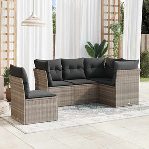 Set Divano da Giardino 5pz con Cuscini Grigio Chiaro Polyrattan 3217642