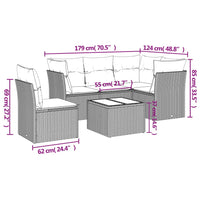 Set Divano da Giardino 6 pz con Cuscini Grigio in Polyrattan 3217650