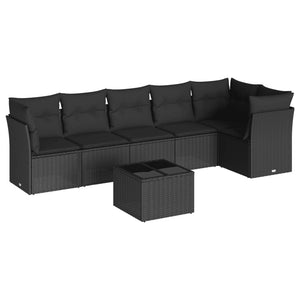 Set Divani da Giardino con Cuscini 7pz Nero Polyrattan 3217665