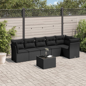 Set Divani da Giardino con Cuscini 7pz Nero Polyrattan 3217665