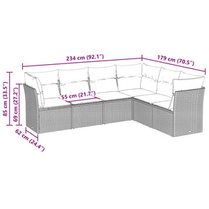 Set Divano da Giardino 6pz con Cuscini Grigio Chiaro Polyrattan 3217682