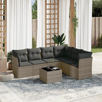 Set Divani da Giardino 7 pz con Cuscini Grigio in Polyrattan 3217690